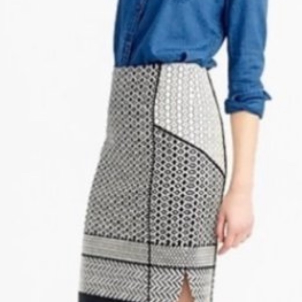 Jcrew Black and White geometric pencil skirt